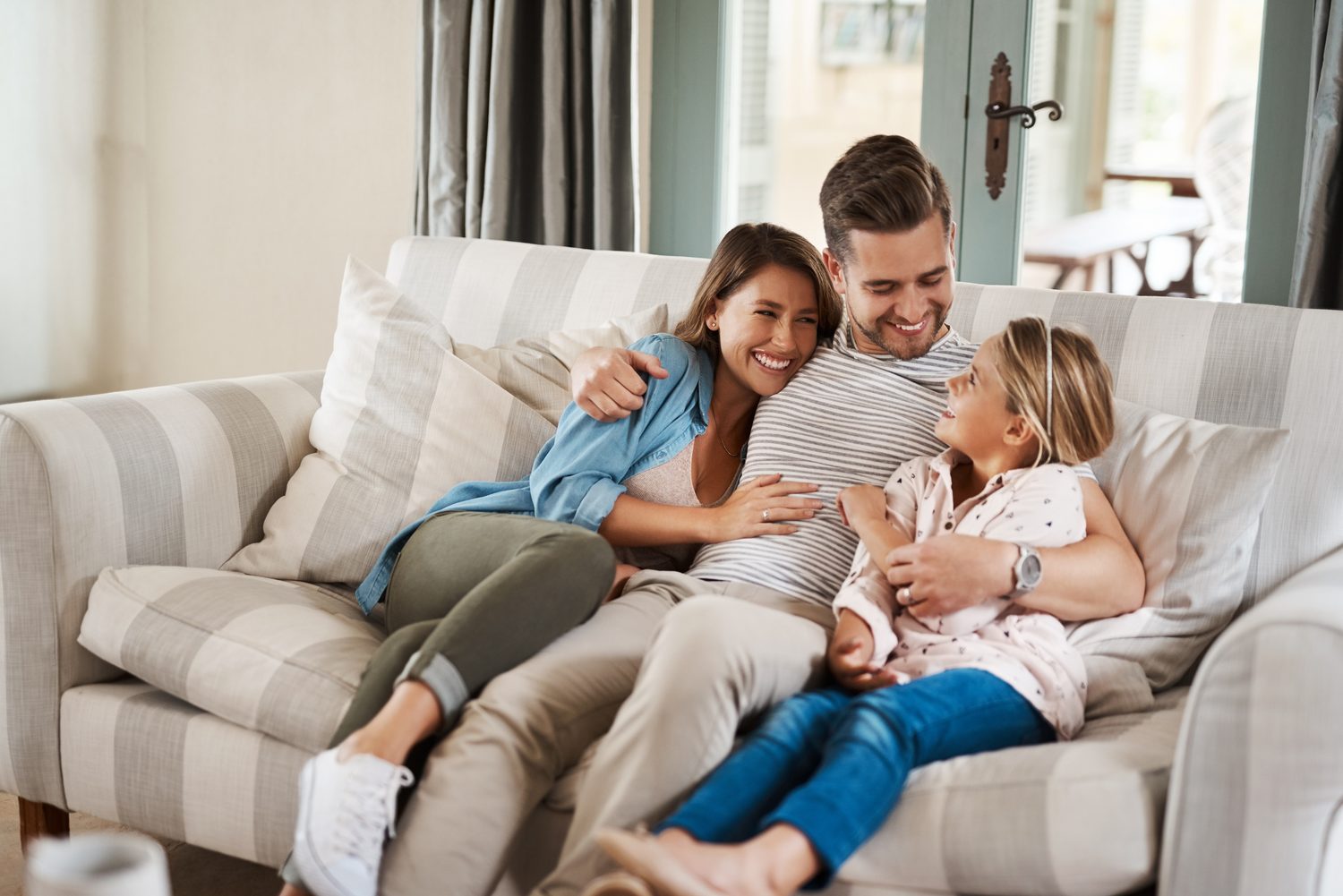 A family relaxing together at home