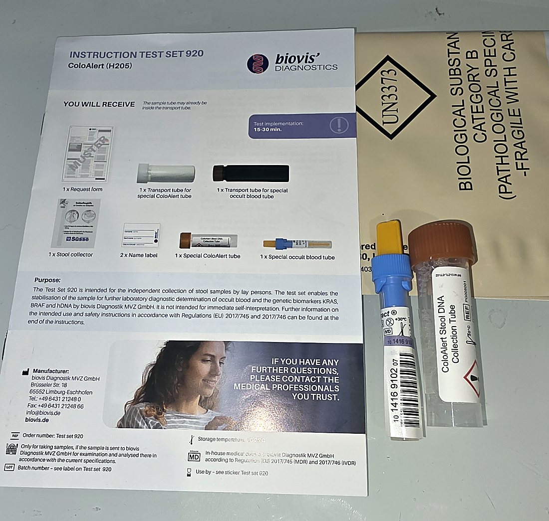 The ColoAlert home bowel cancer screening kit