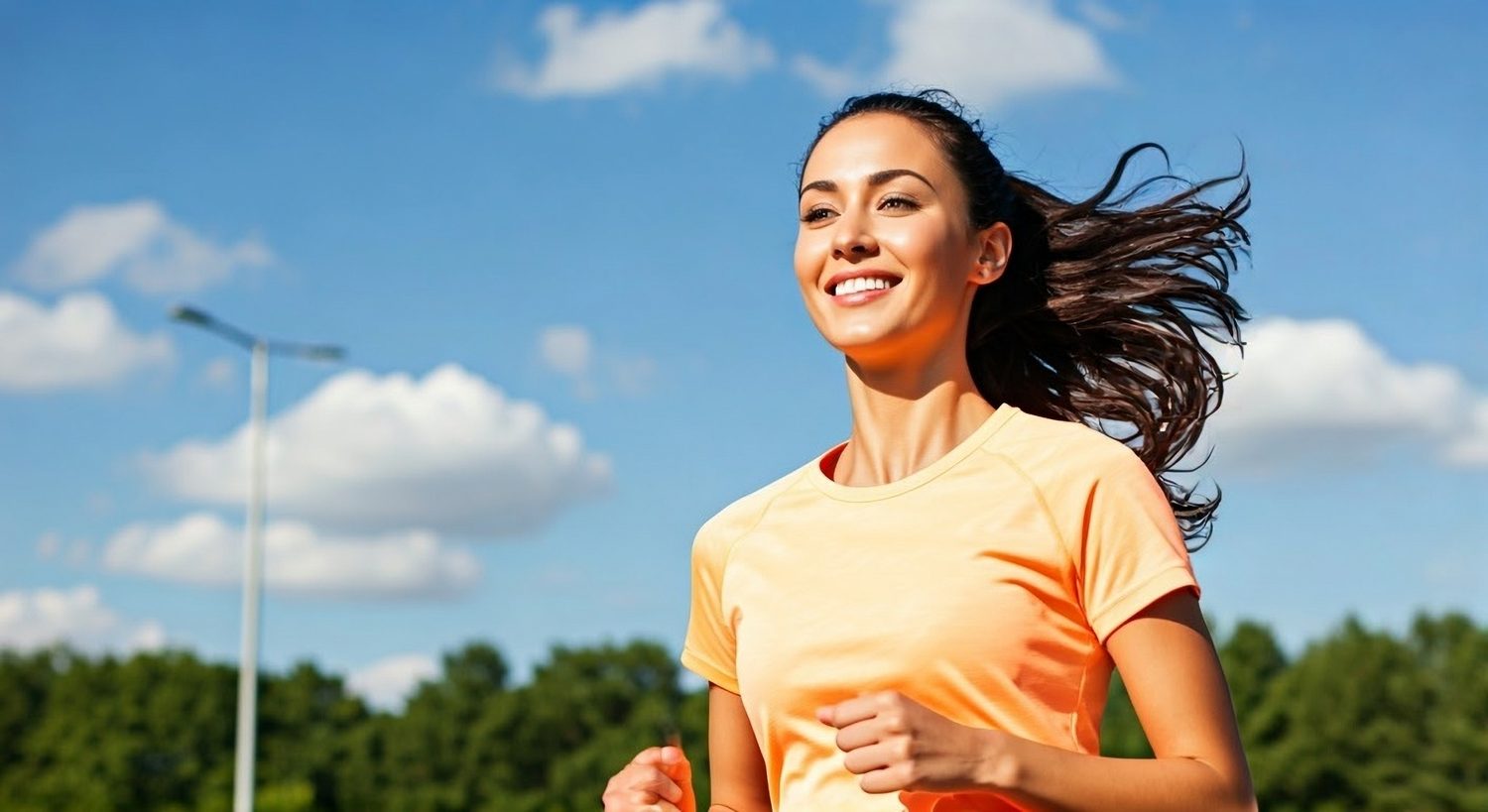 A woman running outdoors