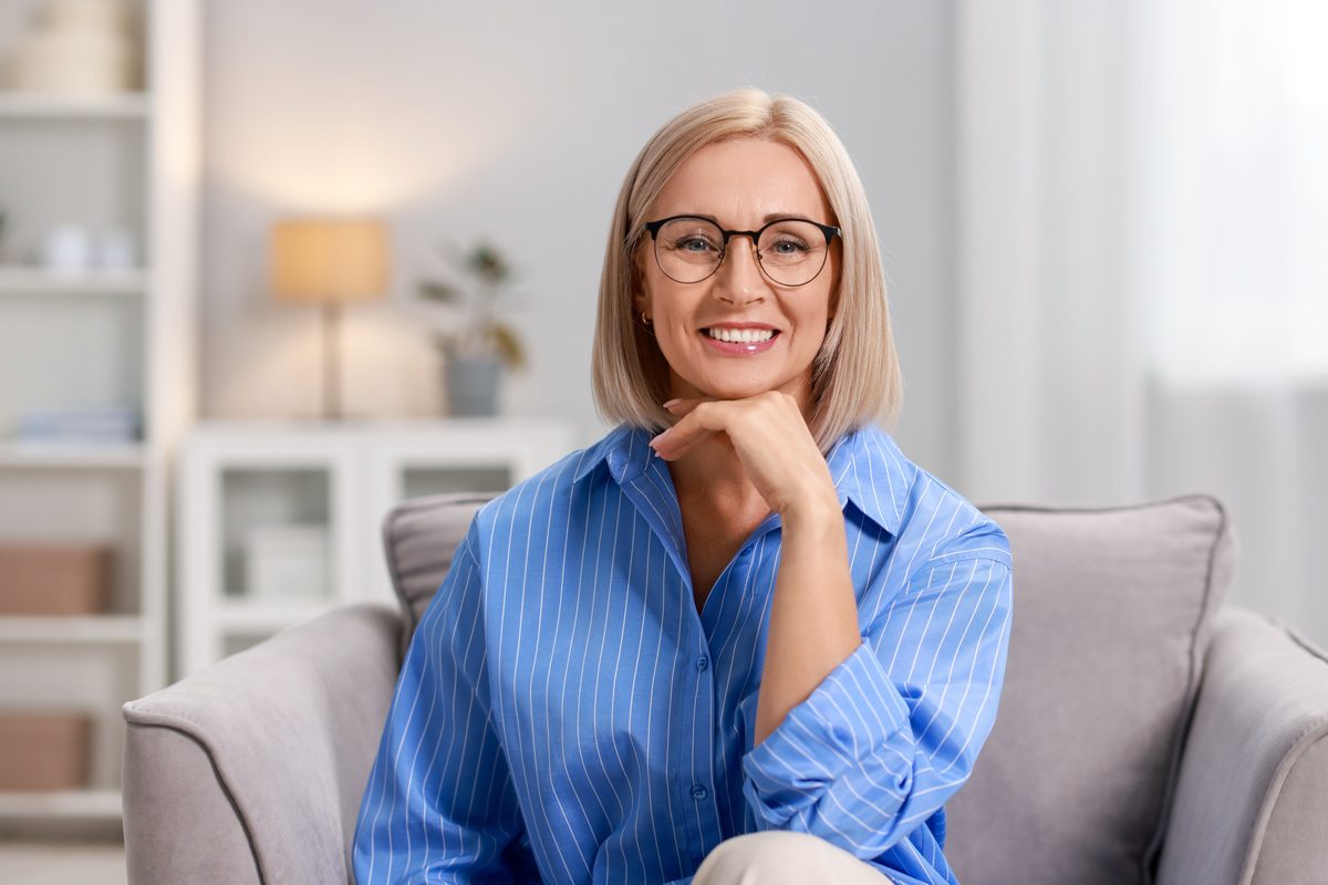 Woman in her fifties at home